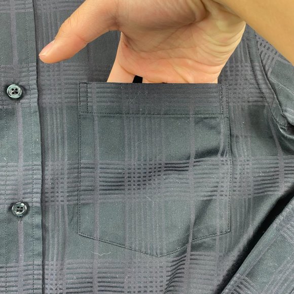 BUGATCHI UOMO Shirt Men Medium M Black Plaid Button Up Long Sleeve Shaped Fit - Picture 2 of 8